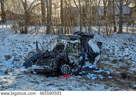 Сar Body After Accident On A Road