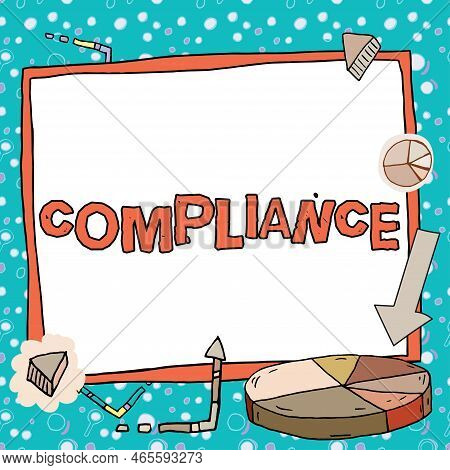 Writing Displaying Text Compliance. Business Concept The Action Or Fact Of Complying With A Wish Or 