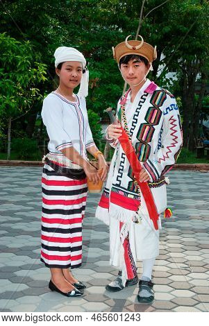 Bangkok, Thailand, January 5, 2010. Unidentified Ethnic Kachin Or Jingpo Male In Traditional Attire 
