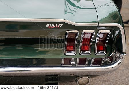 Bordeaux , Aquitaine  France - 11 06 2022 : Ford Mustang Bullit Racing Muscle Car Logo Brand And Sig