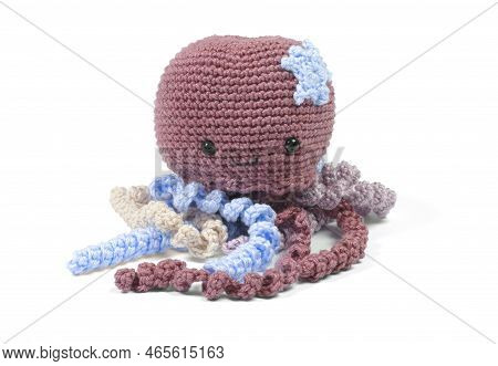 Crochet Squid Or Octopus, Isolated On White
