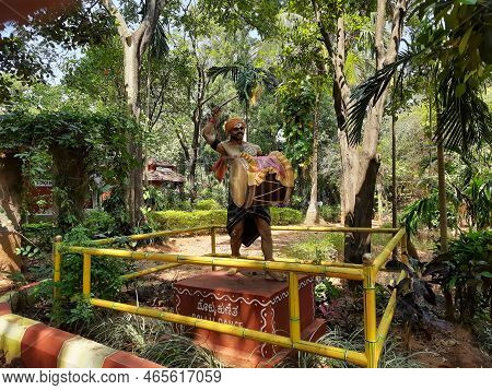 Closeup Of Beautiful Icons Of Different Types Of Ethnic Dress Wear Local People Statue Located In Th