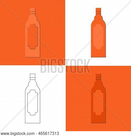 Bottle Of Rum, Great Design For Any Purposes. Flat Style. Color Form. Party Drink Concept. Icon Bott