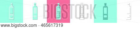 Bottle Of Vodka, Great Design For Any Purposes. Flat Style. Party Drink Concept. Color Icon Bottle.