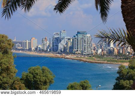 South Tel Aviv Skyline Seen From Jaffa. City Of Tel Aviv, Israel.