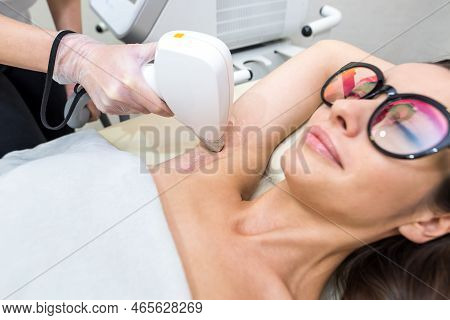 Laser Hair Removal And Cosmetology In A Beauty Salon. Hair Removal Procedure. The Concept Of Laser H