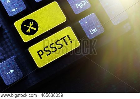 Text Sign Showing Pssst. Word Written On Expression Way To Attract Attention Of Someone Be Quiet Sil