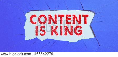 Conceptual Display Content Is King. Business Showcase Content Is The Heart Of Todays Marketing Strat