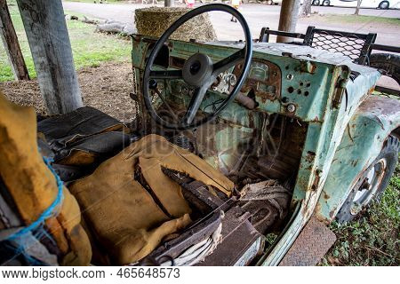 Darwin, Australia - October 21, 2022: Old 1960 Toyota Land Cruiser J40, A 2-door Short Wheelbase Fou