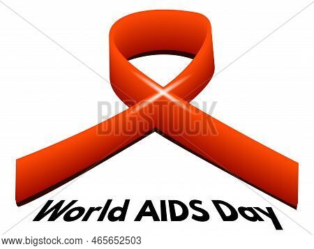 Red Ribbon In 3d Style On A White Background. Vector Illustration For World Aids Day. Stock Image Of
