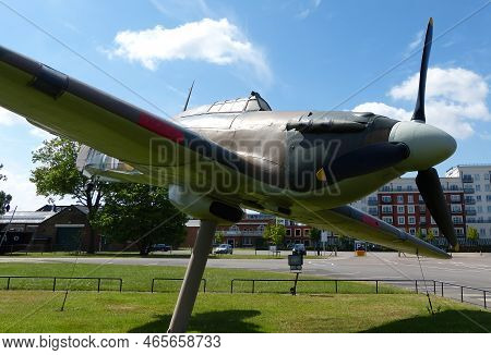 Hendon, London, Uk - June 29, 2014: Historic Aircraft On Display At The Main Entrance Of London R.a.