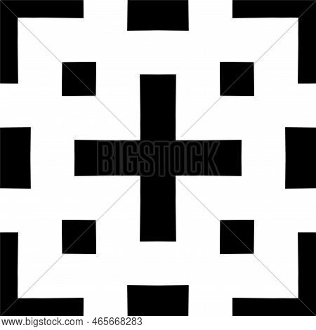 Square Seamless Background Pattern From Black Vintage Bell Symbols Are Different Sizes And Opacity.