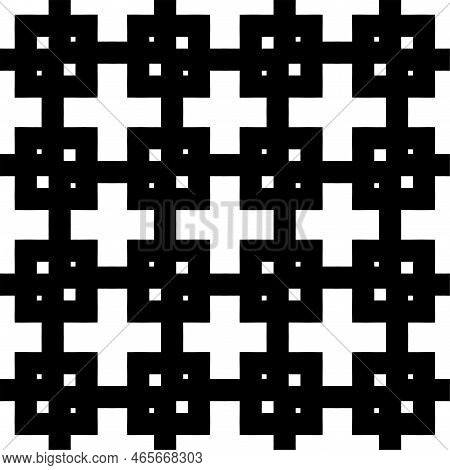 Square Seamless Background Pattern From Black Vintage Bell Symbols Are Different Sizes And Opacity.