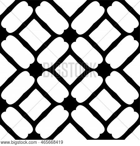 Square Seamless Background Pattern From Black Vintage Bell Symbols Are Different Sizes And Opacity.