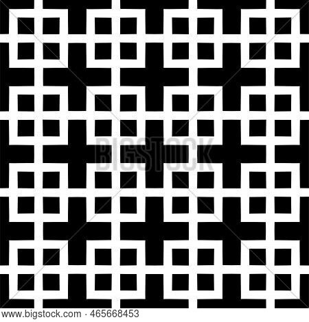 Square Seamless Background Pattern From Black Vintage Bell Symbols Are Different Sizes And Opacity.