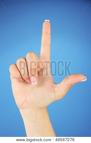 Sormi oikeinkirjoitus aakkoset American Sign Language (ASL). Kirjain L