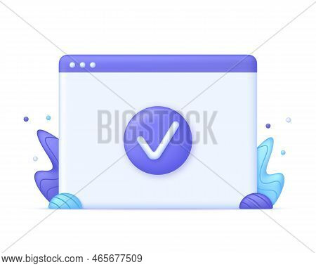 3d Page And Check Mark Icon. Approved Icon. File, Checklist, Document, Form, Plan. Document Agreeing