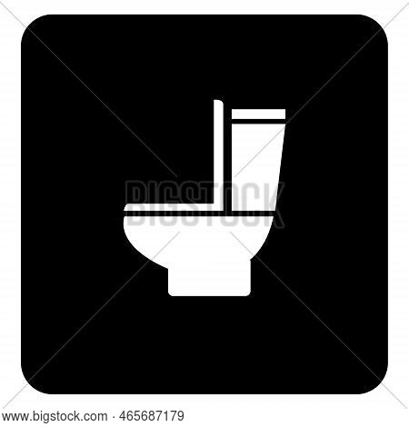 Toilet Vector Icon. Plumbing Clip Art Isolated On Black Background. Commode Icon, Bathroom Icon, Res