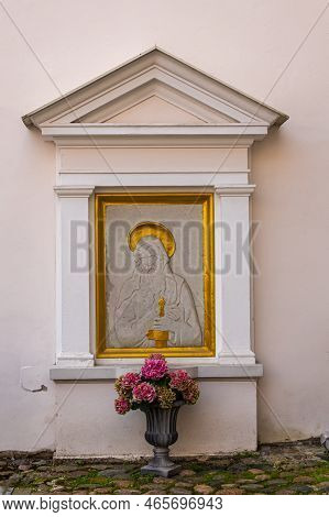 Estonia, Tallinn - July 21, 2022: St. Peter And St. Paul Cathedral. Closeup Of Paul Mural Framed In 