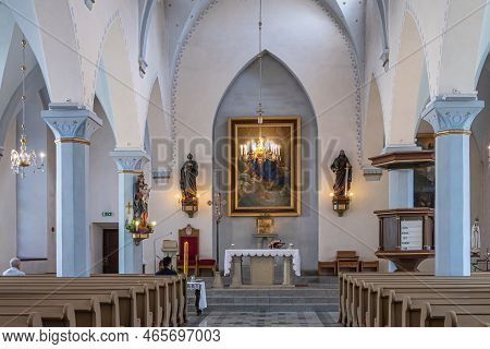 Estonia, Tallinn - July 21, 2022: Inside St. Peter And St. Paul Cathedral. Apse And Chancel With Sta