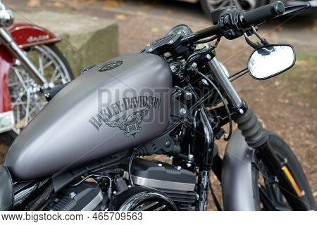 Bordeaux , Aquitaine  France - 11 06 2022 : Harley-davidson 883 Iron Brand Logo And Text Sign On Tan