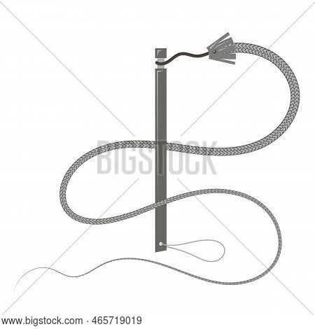 Grey Leather Whip Icon Isolated On A White Background.