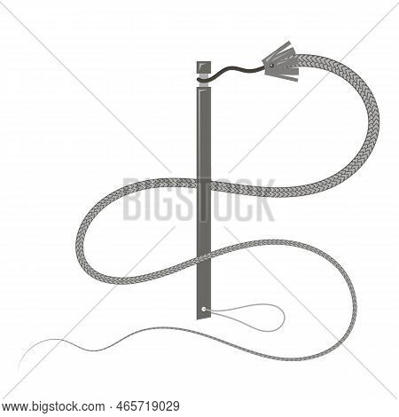 Grey Leather Whip Icon Isolated On A White Background.