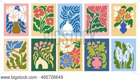 Abstract Groovy Flowers, Sunflower Posters. Spring Trippy Plant Painting, Modern 60s Art Drawing. Tr