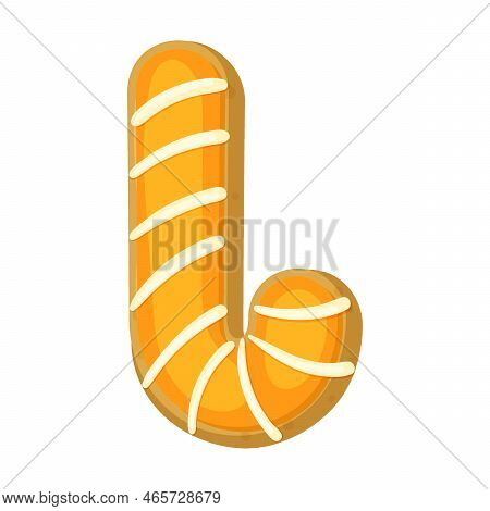 Homemade Gingerbread In Shape Of Curved Caramel Stick, Cookie Vector Illustration. Biscuits Of Diffe