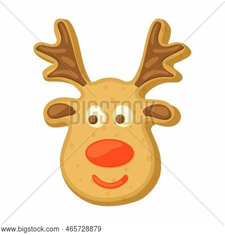 Homemade Gingerbread Santa Claus Festive Reindeer, Cookie Vector Illustration. Biscuits Of Different