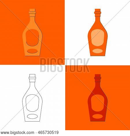 Bottle Of Whiskey, Great Design For Any Purposes. Flat Style. Color Form. Party Drink Concept. Icon