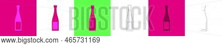 Bottle Of Red Wine, Great Design For Any Purposes. Flat Style. Party Drink Concept. Color Icon Bottl