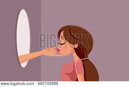 Unhappy Woman Looking Building Self Confidence Vector Illustration