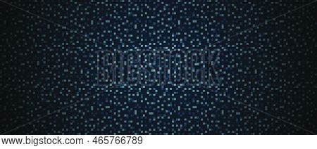 Abstract Dark Background Of Small Squares Or Pixels. Digital Technology Background. Digital Data Squ