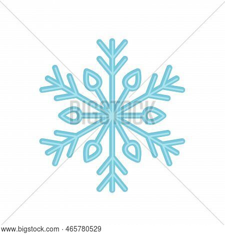 Snowflake. Beauriful Blue Snowflake. Flat, Cartoon, Vector