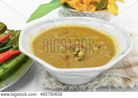 Myanmar Or Burmese Traditional Fish Preserve Sauce, Ngapi Yay Recipe. Isolated On White. Closeup Vie