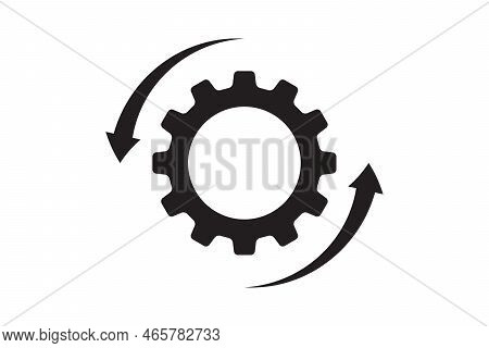 Setting Icon Vector With Work Cog Gear Element. Cogweel Mechanism Symbol.