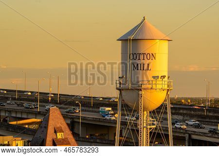 New Orleans, La - October 25: The Cotton Mill Water Tower For The Cotton Mill Apartment Building Ris