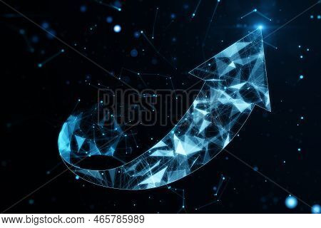 Development Progress And Business Success Concept With Digital Graphic Arrow Upwards Consisting Of C