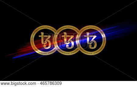 Tezos-xtz Virtual Currency Images. 3d Illustration. Coin Logo.