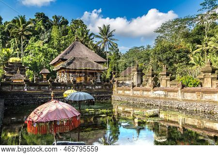 Pool Holy Water In Pura Tirta Empul Temple On Bali, Indonesia