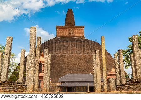 Abhayagiri Stupa In Sri Lanka In A Summer Day