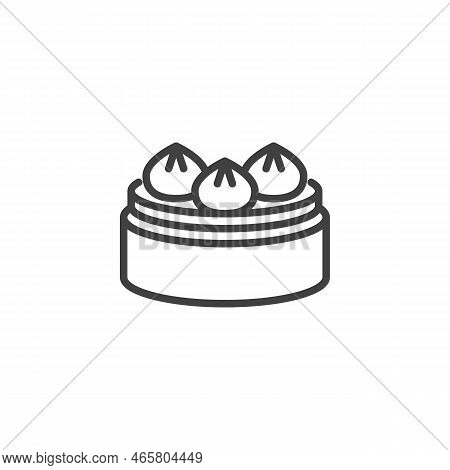 Chinese Dim Sum Line Icon. Linear Style Sign For Mobile Concept And Web Design. Dim Sum Dumplings Ou