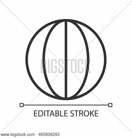 Longitude Pixel Perfect Linear Icon. Spherical Globe. World Map. Planet Meridian. Earth Surface. Thi