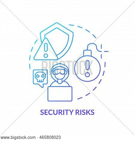 Security Risks Blue Gradient Concept Icon. Reduce Computer Attacks. Data Threats. Information Breach