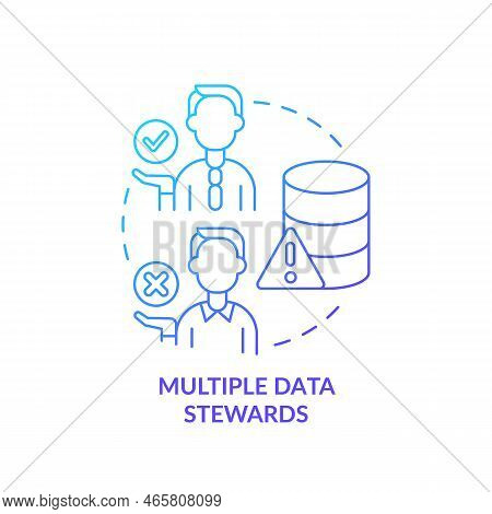 Multiple Data Stewards Blue Gradient Icon. Information Management Issue. Unproductive Organization A
