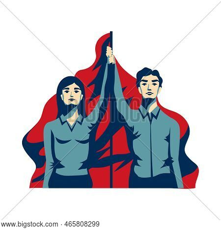 Revolution Composition With Isolated Power Liberty Unity Struggle For Freedom Vintage Style Symbols 