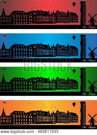 The Hague City In A Four Different Colors - Illustration, 
Town In Colors Background, 
City Of The H