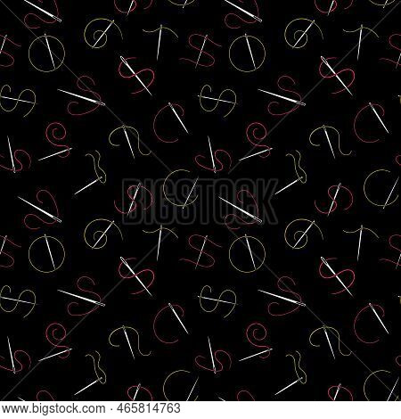 Sewing Needle Simple Vector Seamless Pattern. Handicraft Background