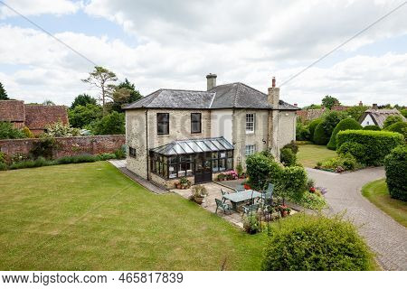 Foxton, Cambridgeshire - June 21 2018: Elevated View Of Substantial Detached Brick Built Victorian V